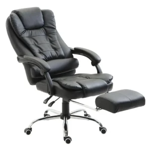 Silla de Escritorio Player One 1507 Ergonómica Negra con Tapizado de Cuero Sintético