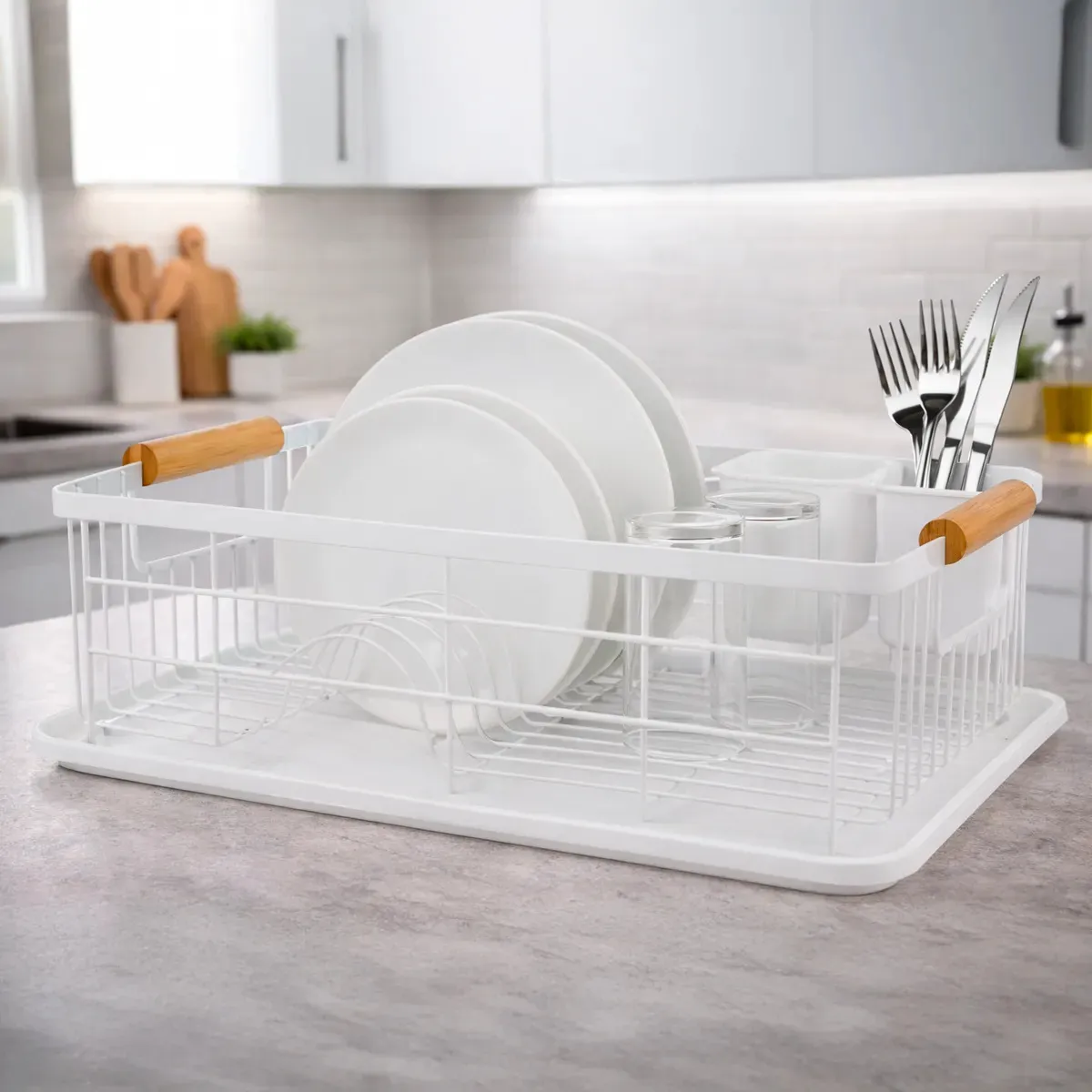 Escurre Platos Cocina Acero Pintado Hogar Actual Blanco